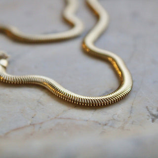 Gold Herringbone Chain Necklace - Gold Filled 4mm