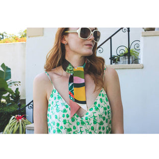 Silk Skinny Scarf Of Summer – flat lay – Into The Palms boutique