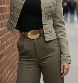 Suede Belt with Horizontal Oval Buckle – view 4 – Into The Palms