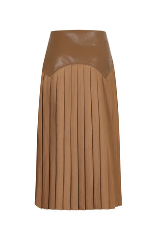 Bordeaux Pleated Faux Leather Skirt
