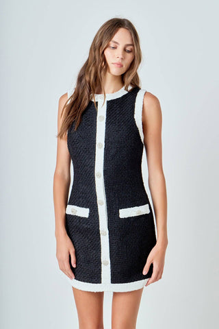 Monaco Muse Tweed Sleeveless Mini Dress