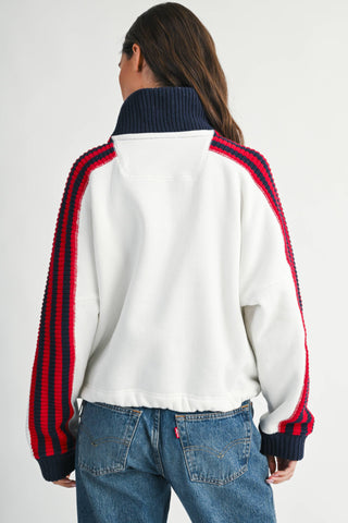 Varsity Stripe Half Zip Pullover Sweater