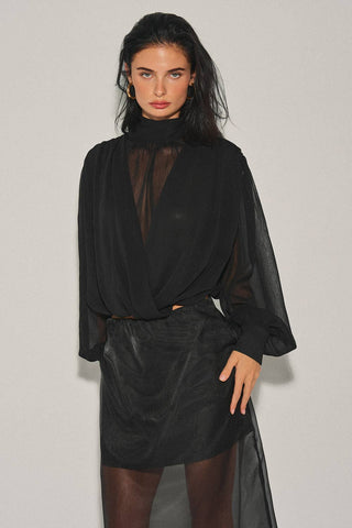 Simone Sheer Blouse | Black