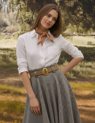 Suede Belt with Vertical Oval Buckle – view 4 – Into The Palms