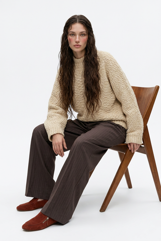 Cashmere Boucle Crewneck Pullover Sweater