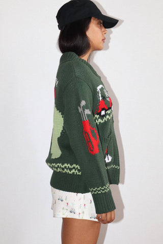 Hole In One Intarsia Zip Sweater