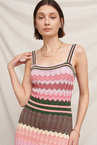 Marsai Chevron Knit Maxi Dress with Scalloped Hem
