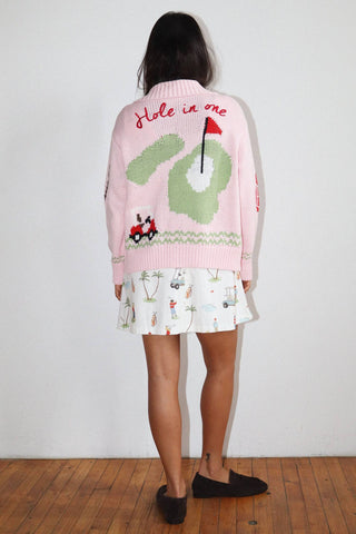 Hole In One Intarsia Zip Sweater