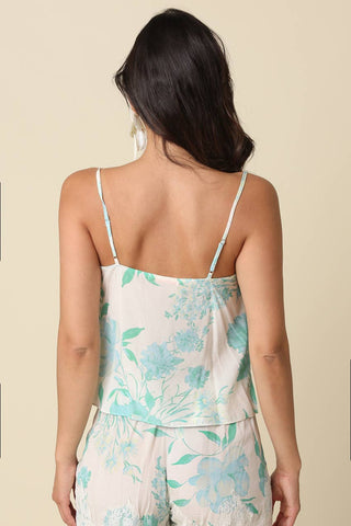 Alex Floral Lace-Trim Cami Top and Shorts Set – back view – Into The Palms boutique
