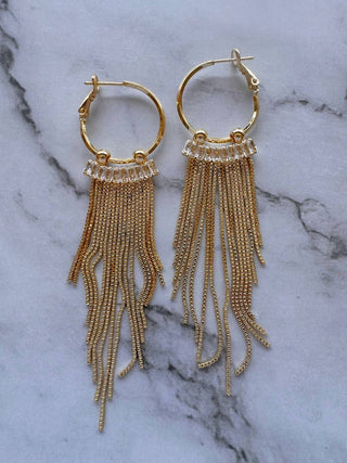Josephine Hoop and Fringe Earrings