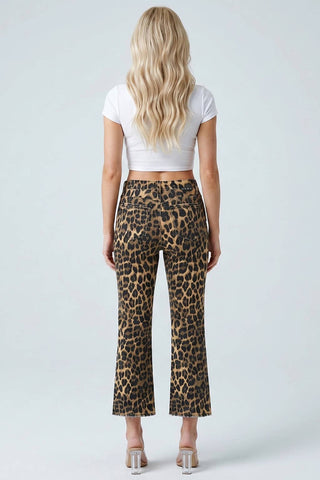 Wild Side Leopard Kick Flare Jeans