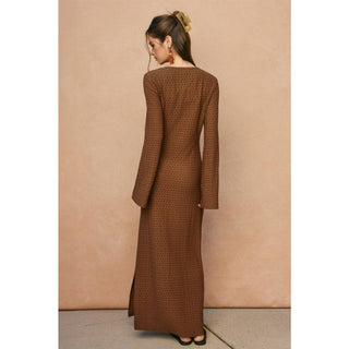 Ecru Escape Gold Trim Bell Sleeve Maxi Dress