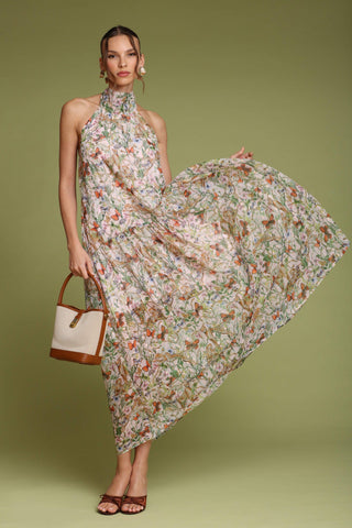 Summer Garden Halter Neck Maxi Dress