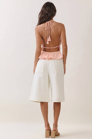 Envy Belted Wide-Leg Bermuda Shorts