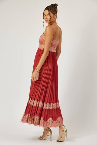 Saylor Colorblock Pleated Midi Dress