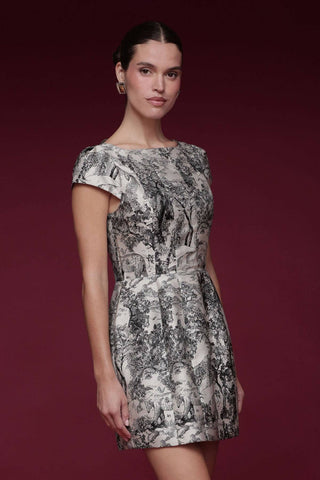 Toile Print Tailored Mini Dress