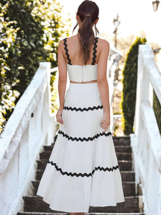 Capri Two-Piece Set with Ruffle Skirt and Cropped Top