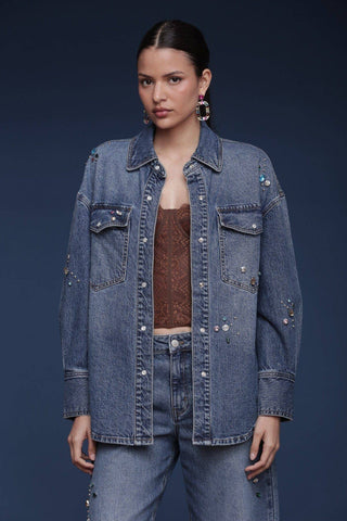 Bejeweled Denim Shirt