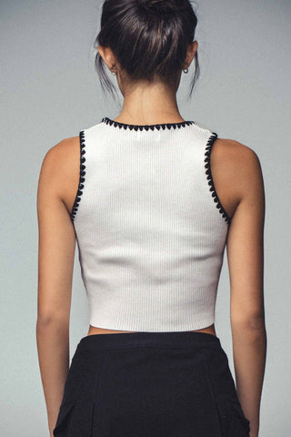 Scalloped Ribbed Knit Crop Top