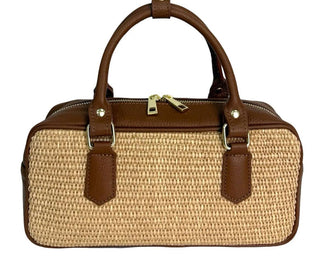 Savannah Leather and Raffia Bag – interior view – Into The Palms boutique
