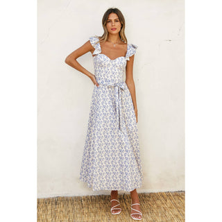 South of France Corset Flutter Dress – front view – Into The Palms boutique