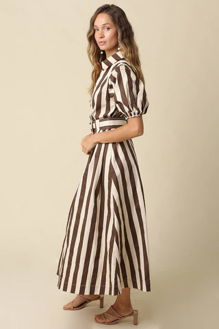 Cora Belted Stripe Maxi Dress