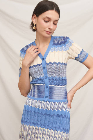 Bellagio Blue Sky Chevron Pointelle Knit Set