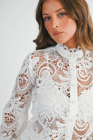 Lace Button-Up Blouse