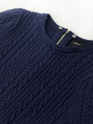 Embellished Collar Cable Knit Sweater
