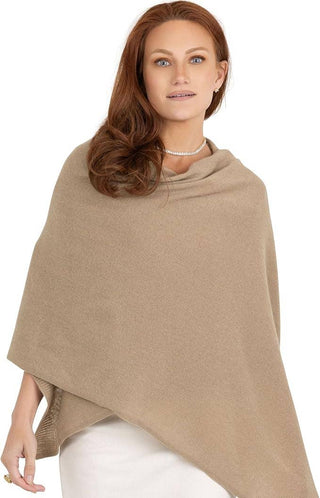 Velanio Camel 100% Cashmere Knitted Wrap