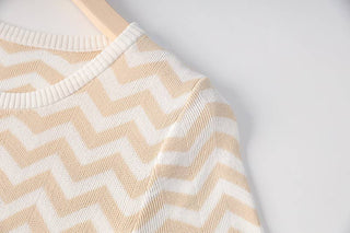 Gradient Wave Stripe Knit Midi Bodycon Dress Women