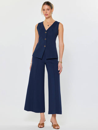 Ponte Flared Pintucked Pants