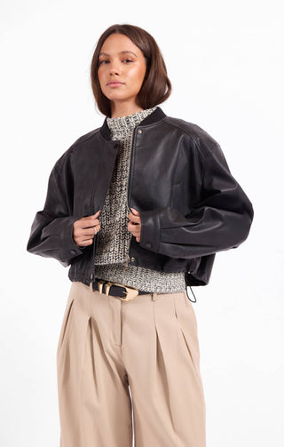 Academy Faux Leather Bomber