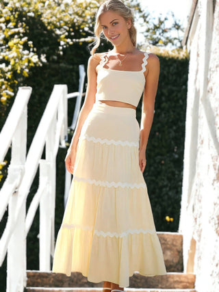 Capri Two-Piece Set with Ruffle Skirt and Cropped Top