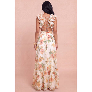 Sienna Floral Lace-Up Maxi Dress