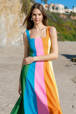 Colorblock Stripe Maxi Dress