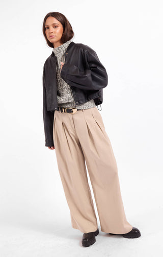 Academy Faux Leather Bomber