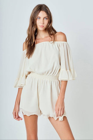 Ruffled Sleeve Romper