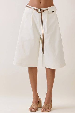 Envy Belted Wide-Leg Bermuda Shorts