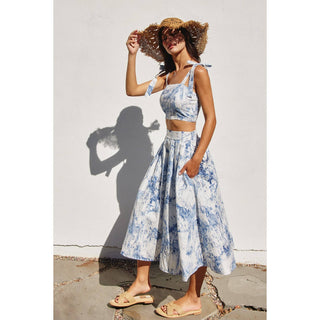 Coastline Structured Circular Midi Skirt & Crop Tie Top