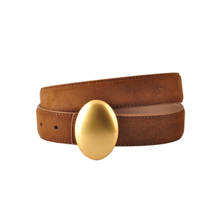 Suede Belt with Vertical Oval Buckle – view 2 – Into The Palms