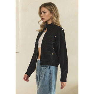 Cadette Knit Zip Cardigan Sweater