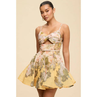 Provence Petals Mini Cutout Dress