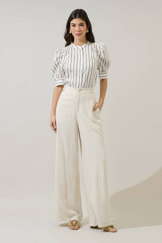 Kamara Striped Klina Drape Sleeve Top