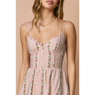 La Rosalie Tiered Maxi Corset Layered Dress – full length view – Into The Palms boutique
