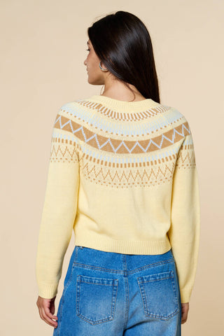 Fair Isle Pattern Button Down Cardigan Sweater