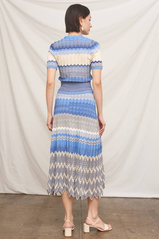 Bellagio Blue Sky Chevron Pointelle Knit Set