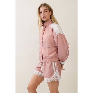 Colette Lace Detail Windbreaker Set in Kelly Green