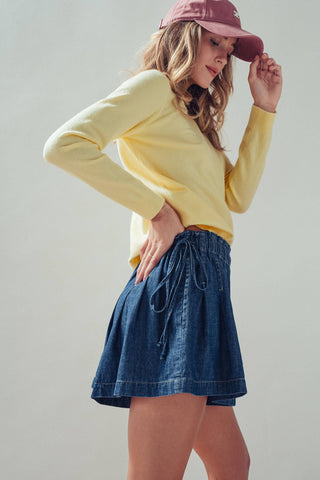 Viscose Blend Crewneck Knit Pullover