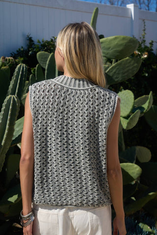 Chunky Knit Button Front Sweater Vest